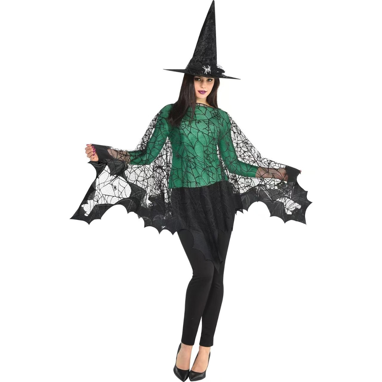Womens Halloween Witch Costume Accessory Set With Hat Masquerade Mask And Broom